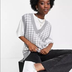 Abercrombie & Fitch Grey Houndstooth Sweater Vest